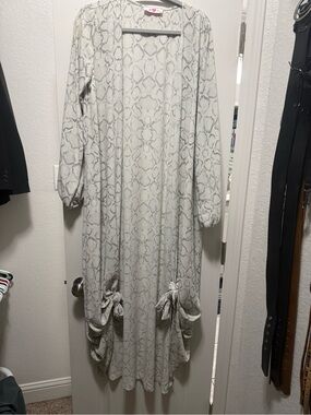 Buddy Love Light Gray Snake Print Long Open Cardigan